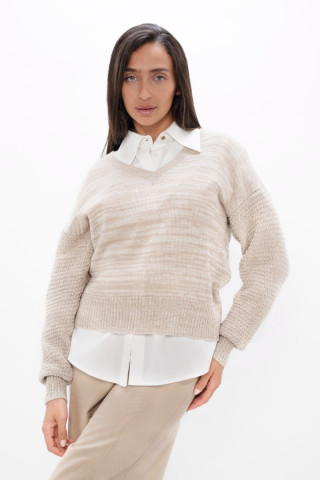 Nagano MMJ - V-Neck Sweater - Sand Marl