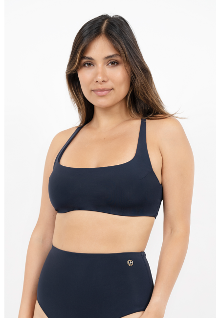 Crete HER - Cross Back Bikini Top - Pebble