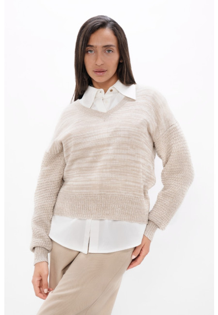 Nagano MMJ - V-Neck Sweater - Sand Marl