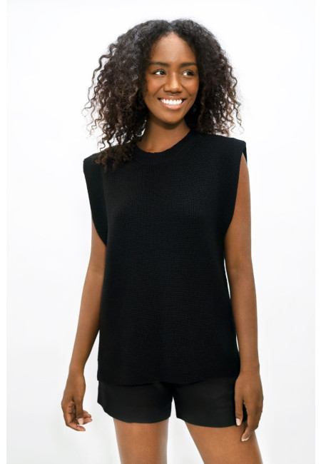 Napoli NAP - High Neck Knitted Top - Licorice
